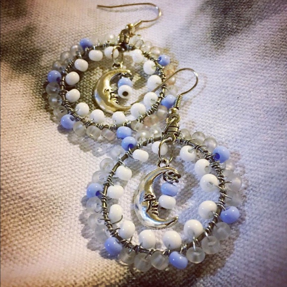 Artisan Handmade Czech Glass Hoops with ๐ Charm - Picture 5 of 6